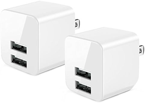 Mini Design for Travel 2-Pack 12W Universal Dual USB Wall Charger with Foldable Plug for iPhone 7 / 6s / Plus, iPad Air 2 / mini 3, Galaxy S7 / S6 / S6 Edge, Note 5 and More, White