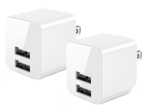 Mini Design for Travel 2-Pack 12W Universal Dual USB Wall Charger with Foldable Plug for iPhone 7 / 6s / Plus, iPad Air 2 / mini 3, Galaxy S7 / S6 / S6 Edge, Note 5 and More, White