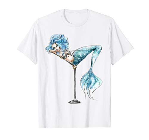Mermaid In Cocktail Glass Tshirt Cute Mermaid Lover Gifts