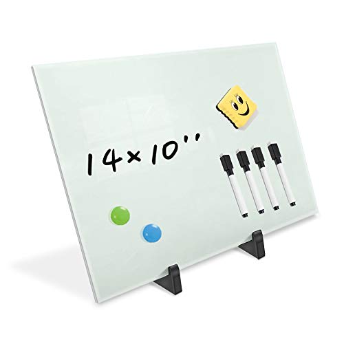 ZHIDIAN Small Glass Dry Erase Board Desktop Easel, Portable