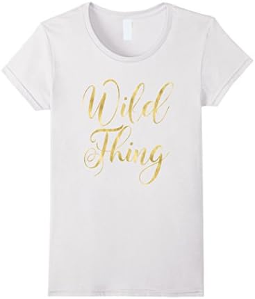 Womens Wild Thing T-shirt in Gold Effect Lettering Medium White