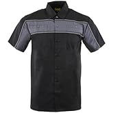 Milwaukee Leather MDM11672 Men’s Grey-Black Mechanic Work Shirt w/Reflective Strip - Heavy-Duty Button-Up