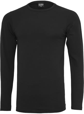 TB816-00007 T-shirt de manga comprida masculina, preta, 2XL
