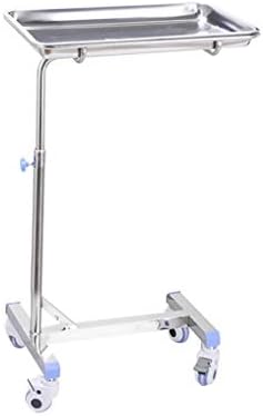 BETIME Mobile Mayo Tray Stand Stainless Steel Trolley Adjustable Height Medical Doctor Tattoo Spa Salon Equipment