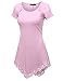 Doublju Lace Hem Asymmetrical Tunic Dress Top For Women With Plus Size BabyPink X Large