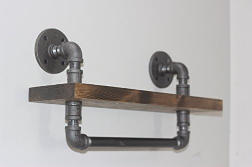 Industrial Style Bathroom Shelf With Towel Bar, Rustic DIY Shelves with Towel Rack, Ships from Detroit, MI