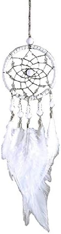 YOUOR Handmade Mini Dream Catchers Hanging Feathers Ornament Wall Room Car Decoration (White)