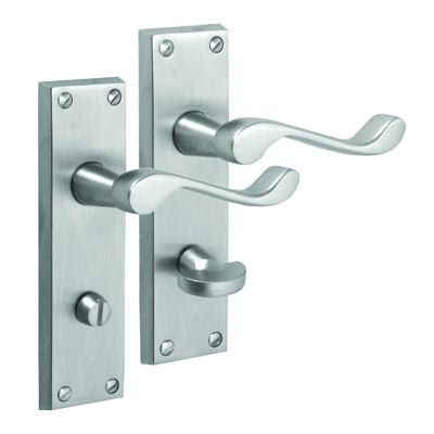 Victorian Scroll Bathroom Door Handles Satin Chrome 105x 41mm