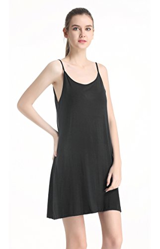 Women Lingerie Sleepwear Chemises Full Slip Babydoll Nightgown Dress(Black,S) - Thumbnail 4