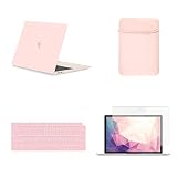TOP CASE MacBook Air 13 Inch Case A1932 with Retina Display fits Touch ID 2019 2018 Release, 4 in 1 Essential Bundle Rubberized Hard Case, Keyboard Cover, Sleeve, Screen Protector - Rose Quartz