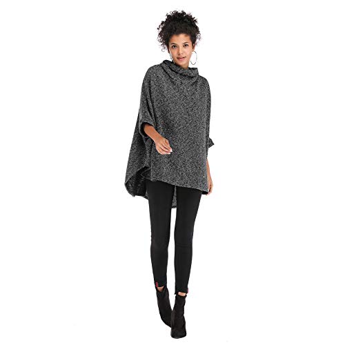 Poncho Cape Style Long Sleeve Cowl Neck Batwing Dolman Sleeve High