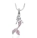Andyle Fairytale Mermaid Crystal Pink Silver Tone Necklace for Girls and Teens