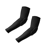 Morris 1 Pair / 2 Pcs Honeycomb Pad Crashproof Cycling Basketball Arm Guard Sleeve Elbow Support (Black, Large)