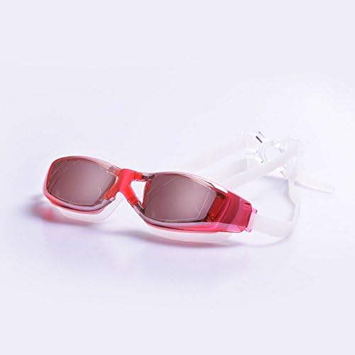 Swimming Goggles, GOUP Unisex Adult UV Waterproof Anti-fog Goggles Mirrored Electroplate Goggles Protection Swim Goggles for Men Women Indoor Open Water, Clear Anti-Shatter with Glass Case, Rose Red