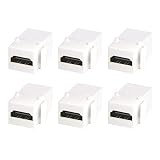 HDMI Keystone Coupler,VCE(6-Pack) HDMI Keystone Jack Insert,Gold Plated HDMI Female to Female Coupler Adapter-White