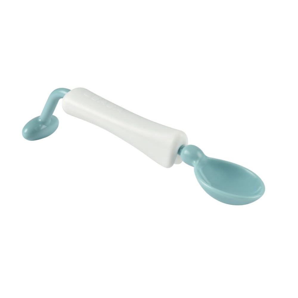 BEABA Baby Weaning Spoon, 360°, Rounded tip, Ergonomic handle, Easy to hold, Stages 1 & 2, Green