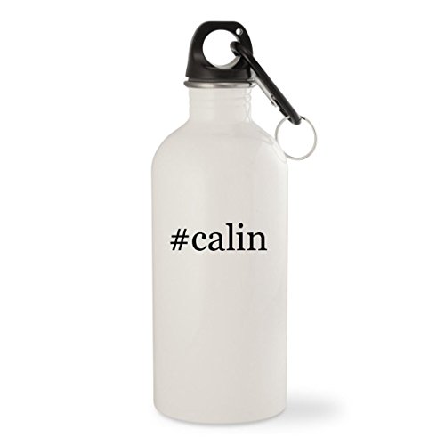 #calin - White Hashtag 20oz Stainless Steel Water Bottle with Carabiner