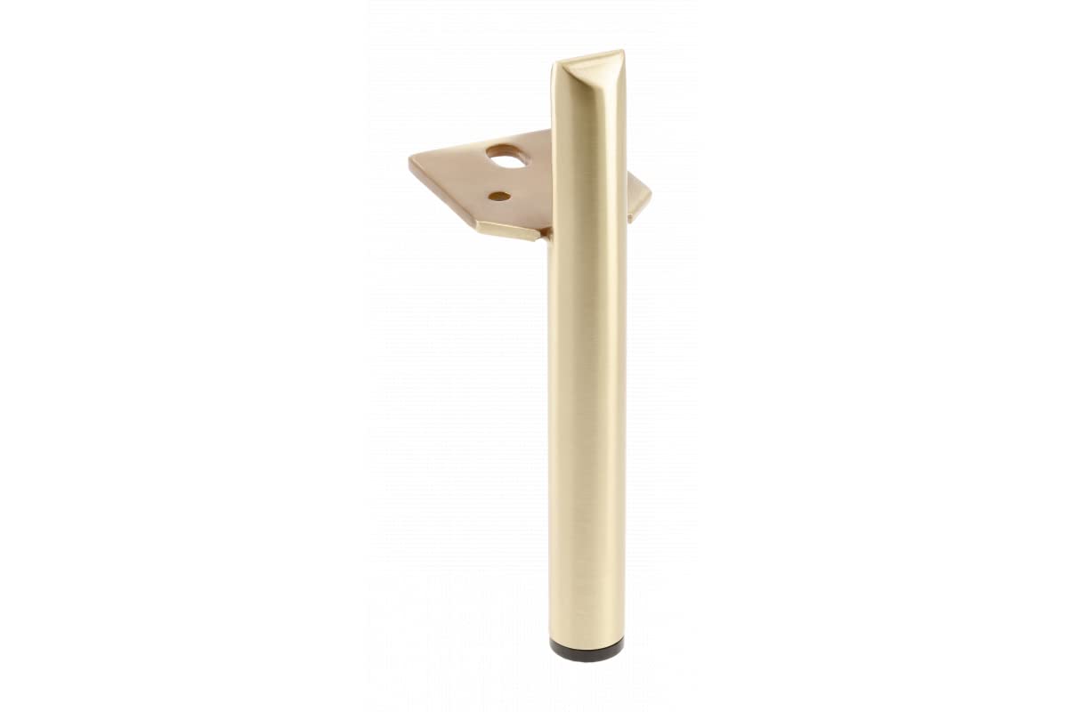 GTV - Ronda base | Round cross section Ronda furniture leg made of steel | Steel tube feet | Table leg furniture foot | Height 180 mm | Diameter 25 mm | Brushed gold