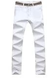 Wantdo cotton Big and Tall Men Skinny Slim Fit Pant White Pant 118 White