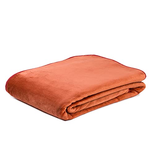 Goezze - Premium Cashmere Feel Cuddly Living Room Blanket/Throw, 500 g/m², 180 x 220 cm - Cinnamon