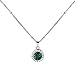 LUX ACCESSORIES Emerald May Birthstone Pendant Disc Pave Charm Pendant Necklace Birthday Stone
