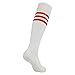 Fasoar Men's Women's Unisex Soft Fancy Design Multi Colorful Patterned Knee High Boot Socks 12 Pack White Red Stripe 12 Pairs White Red Stripe One Size