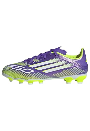 adidas Mixte Enfant F50 League Multi Ground Football Boots Kids Chaussures, Purple Rush/FTWR White/Lucid Lemon, 29 EU