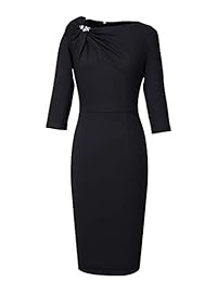 VFSHOW vestido de fiesta de cóctel plisado asimétrico con cuello de lazo para mujer