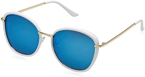 Smileyes Girls Fashion Square AC Lens UV400 Sun Protection Sunglasses #TSGL049 (white, blue)