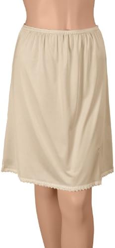 Gemsli Classica, Nylon Half Slip with Tiny Lace, Cling Free, Petite-18 Inch Black