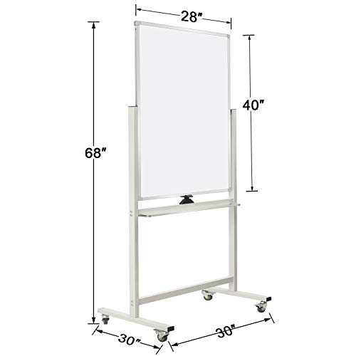 40" x 28" Mobile Dry Erase Whiteboard DoubleSided White Boards on