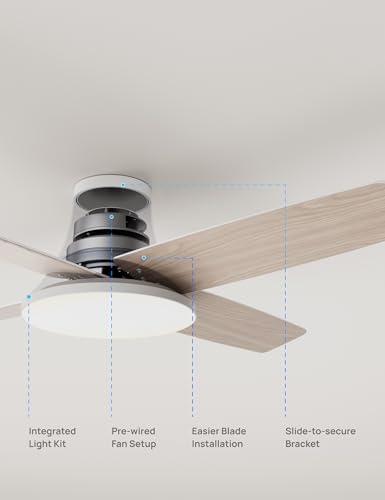 Dreo ceiling fan with light, 12 speeds, 3 modes, quiet DC motor, easy installation, dimmable LED, remote control and timer 12h, white ceiling fan for home
