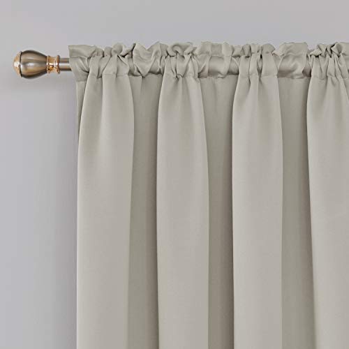 image for Deconovo Light Beige Blackout Curtains Rod Pocket Curtain Panels Room 
