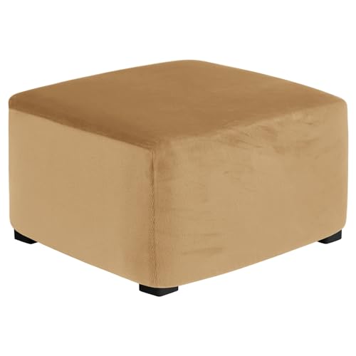 Photo 1 of MikiUp Velvet Stretch Ottoman Cover - Square Footstool Slipcover Soft Stool Ottoman Protector Slip Covers with Elastic Bottom for Living Room, Medium