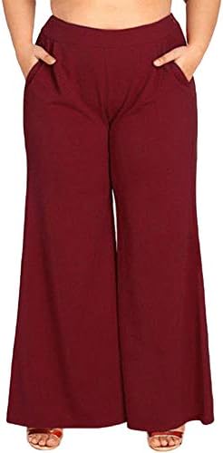 DAYSEVENTH Women Loose Wide Leg Palazzo Zip High Waist Flare Pants Trousers Oversize Plus