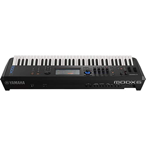 Yamaha MODX6 61-Key Weighted Action Synthesizer with Motion & Super Knob Controls and 4-Part Seamless Sound Switching Bundle with Stand, Headphone, MIDI Cable & Zorro Sounds Synthesizer Polish Cloth