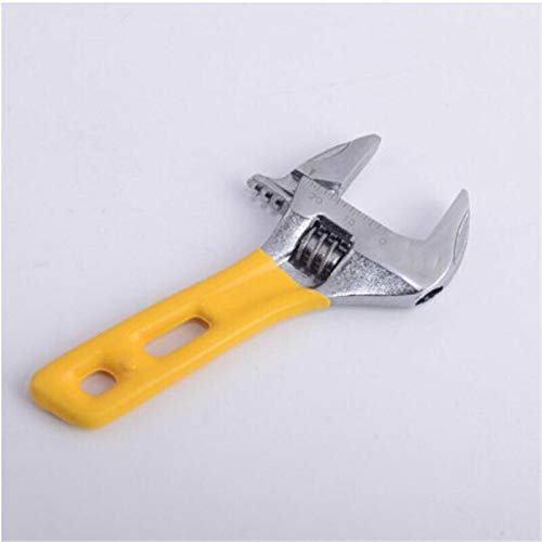 Adjustable Wrench Lightweight Wrench Compact Soft Grip Wide Mouth Wide Jaw Hand Tool with 34mm Wide Jaw Capacity Yellow Short (6"/150mm)