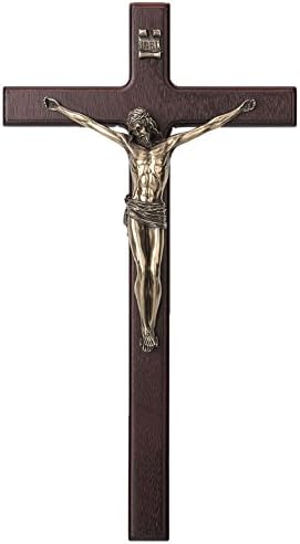 A Veronese Crucifix with a wood cross and cold cast bronze corpus, 10".