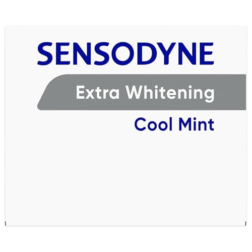 SENSODYNE EXTRA WHITENING SENSITIVE TEETH AND CAVITY PREVENTION WHITENING TOOTHPASTE, AMAZON EXCLUSIVE, COOL MINT, AMAZON EXCLUSIVE- 4 OUNCES (PACK OF 4)