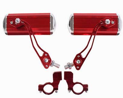 Easyinsmile Bike Mirror Adjustable 360°Rotation Back Rearview Mirror A Pair of Handlebar Wide Angle Aluminum Alloy Bicycle Mirror for Mountain Bike，Electric Bike，Cycling，Motorcycle (Silver and red) - Thumbnail 7