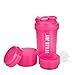 BOTTLED JOY Protein Shaker Bottle with 3-Layer Twist and Lock Storage, 100% BPA-Free Leak Proof SportMixer Fitness Sports Nutrition Supplements Non-slip Mix Shake Bottle 20oz 600ml (Pink)