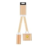 Gold Braided Lightning Cord to 3.5mm Headphone Jack Splitter Adapter & Charger Cable Converter for iPhone 7/ 7 Plus