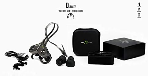 DJMATE Bluetooth Wireless v4.1 Sports Sweatproof Magnetic Secure Fit Noise Cancelling Headset with Mic