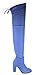 Urban Heels Women's Shoes Faux Suede and Denim Stretchy Over The Knee Block Heel Boots