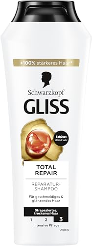 Gliss Shampoo Total Repair (250 ml), Haarshampoo mit flüssigem Keratin & Blüten-Nektar, Pflegeshampoo für trockenes und geschädigtes Haar reduziert Haarbruch 2