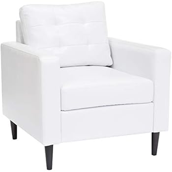 Amazon Com Acme Balin White Faux Leather Accent Chair Kitchen