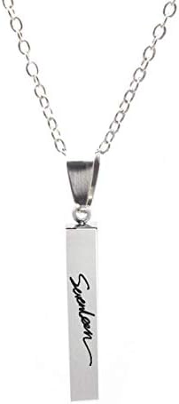 wewwe232783ajshgq Kpop BTS GOT7 EXO Twice Blackpink Same Paragraph Necklace Titanium Steel Lettering Sweater Necklace