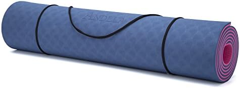 ANDLLA Women's Yoga Mat TPE Eco-friendly Reversible None slip 1/4-inch Thick 24 Inches Wide 72 Inches Long For Pilates Exercise With Carry Strap (Navy-pink)