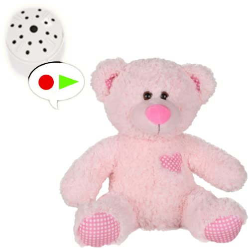 Little Pink Classic Teddy with 60 Second Voice Recorder - 10"/25cm - Recordable Teddy Bear Gift - Baby Heartbeat Bear