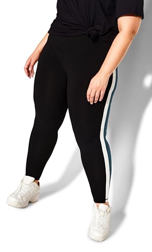 AVENUE PLUS SIZE LEGGING COLOURBLOCK, IN BLK/SAPPHIRE, SIZE, 20